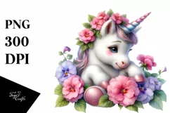 Cute Baby Unicorn with Impatiens | Sublimation Clipart Product Image 3