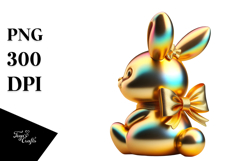 Colorful Stylized Sitting Bunny PNG Product Image 1