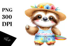 Cute Baby Sloth in Summer Clothes Product Image 1