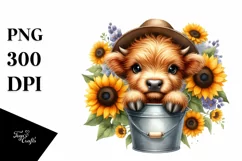 Cute Baby Highland Cow PNG Product Image 1