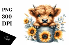 Cute Baby Highland Cow PNG Product Image 1