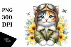 Colorful Baby Kitten in Aviator Suit | Sublimation | Clipart Product Image 3