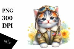 Cute Aviator Suit Baby Kitten | Sublimation | Clipart Product Image 1