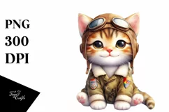 Cute Aviator Suit Baby Kitten | Sublimation | Clipart Product Image 1