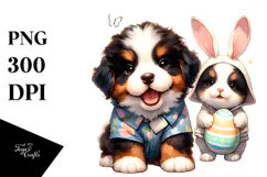 Cute Baby Bernese Dog, PNG Product Image 1