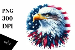 Watercolor Patriotic Bald Eagle USA Colors | Sticker | Product Image 3