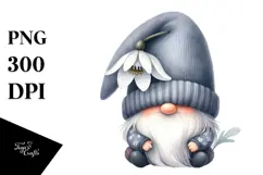 Cute Watercolor GNOME with Big HAT PNG Product Image 1