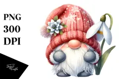 Cute Watercolor GNOME with Big HAT PNG Product Image 1