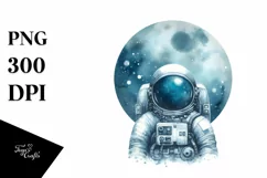 Blueish Watercolor Astronaut Girl Product Image 3
