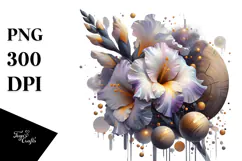 Glossy Gladiolus with Golden Insertions, -Like Material, PNG Product Image 1