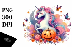 Vibrant Halloween Unicorn | Sublimation Clipart Product Image 1