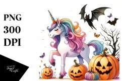 Vibrant Halloween Unicorn | Sublimation Clipart Product Image 1
