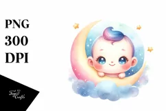 Colorful Watercolor Baby Clipart Product Image 1