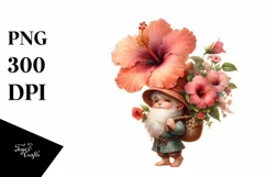 Detailed Gnome Hibiscus Bouquet Basket | Sublimation | Product Image 3