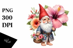 Detailed Gnome Hibiscus Bouquet Basket | Sublimation | Product Image 1