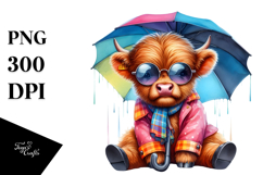 Cute Baby Highland Cow Sitting PNG Product Image 1