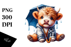 Cute Baby Highland Cow Sitting PNG Product Image 1