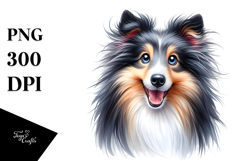 Happy Baby Collie Watercolor PNG Product Image 1