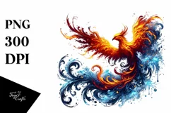 Digital Painting of Phoenix Bird, PNG Product Image 1