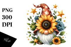 Cute Gnome with Sunflower PNG Product Image 1