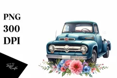 Watercolor Car USA Flag | Sticker | Clipart Product Image 1