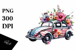 Watercolor Car USA Flag | Sticker | Clipart Product Image 3