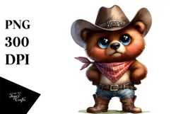 Bear with Big Eyes Hat Bandana and Boots Clipart Product Image 1