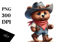 Bear with Big Eyes Hat Bandana and Boots Clipart Product Image 1
