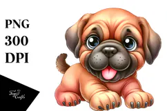 Happy Mastiff Cartoon in Watercolor Product Image 1