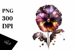 Abstract Shiny Pansy Golden | Sublimation | Clipart Product Image 1