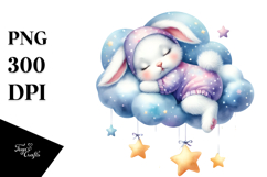 Baby Bunny Sleeping on Cloud | Clipart Product Image 1