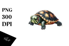 Digital Watercolor Baby Turtle, PNG Product Image 1