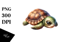 Digital Watercolor Baby Turtle, PNG Product Image 1