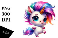 Cool Haircut Unicorn, Cheerful PNG Product Image 1