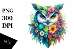 Owl with Flowers, Transparent PNG Product Image 3