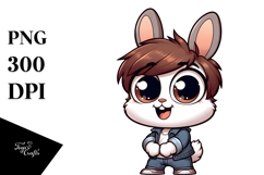 Silly Cartoon Bunny with Wide Anime Eyes, Transparent PNG Product Image 1