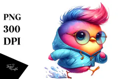 Cute Baby Bird with Raincoat PNG Product Image 1
