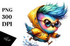 Cute Baby Bird in Raincoat PNG Product Image 1