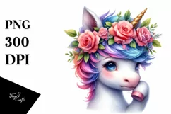 Cute Baby Unicorn Clipart PNG Product Image 1