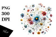 Colorful Watercolor Wild Flowers | Sublimation | Clipart Product Image 1