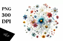 Colorful Watercolor Wild Flowers | Sublimation | Clipart Product Image 1