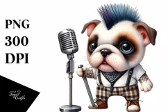 Funny Bulldog Punk Singer Clipart Product Image 3