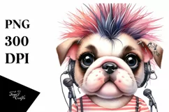 Funny Bulldog Punk Singer Clipart Product Image 3
