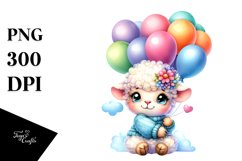 Cuddling Baby Lamb Balloons | Sublimation | Clipart Product Image 3