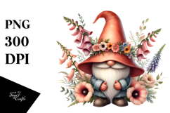 cute Gnome in Floral Frame, PNG Product Image 1