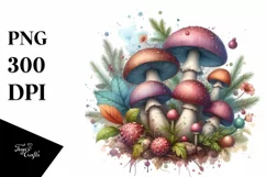 Detailed Mushroom Watercolor Splash PNG Product Image 3