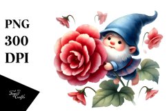 Cute Gnome Floating with Begonia PNG Product Image 1