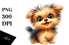 Watercolor Baby Cartoon Yorkipoo with Big Eyes JPEG Product Image 1