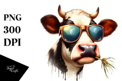 Funny Cow with Sunglasses, Contempt, PNG Product Image 1