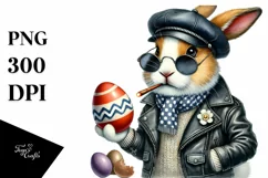 Goofy Bunny with Leather and Hat PNG Product Image 1